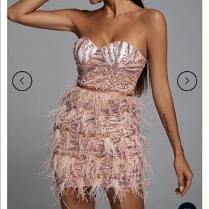 Bella & Barnett Laila Pink Sequin Feather Mini Dress